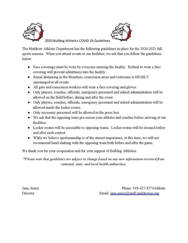 Covid-19 Guidelines for Fall Sports